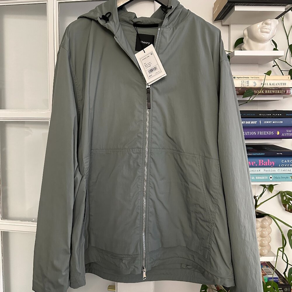 Men's Theory Haskel Kelso Piqué Packable Jacket in Steel Green